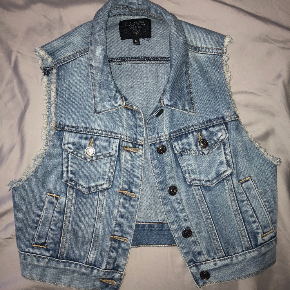Light wash denim vest